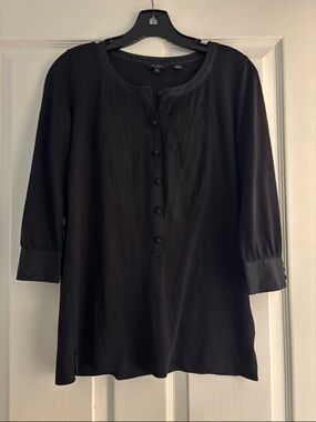 Ted Baker 100% Spun Silk Button-Front Tuxedo Tunic Top Sz 2